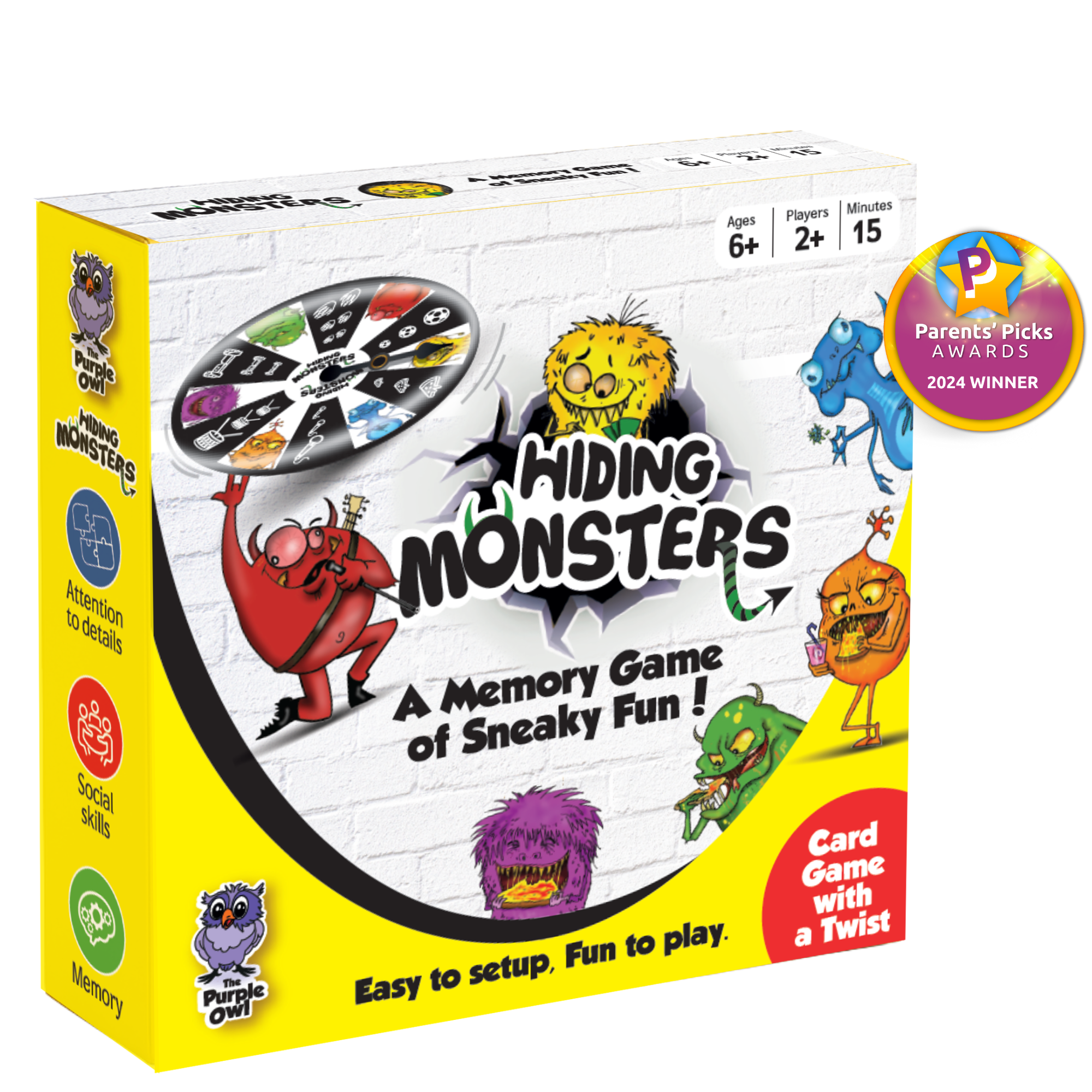 Hiding Monsters memory game for kids and adults with a spinner wheel – The  Purple Owl Games