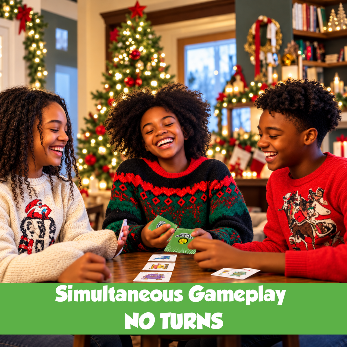 Kids playing Speedy Monsters on Christmas