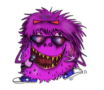 Partity - the purple monster
For Partity - life is one big party, 
surrounded by friends who make her happy.
She loves to go wild and celebrate with friends,
when partying with her - the fun never ends.
