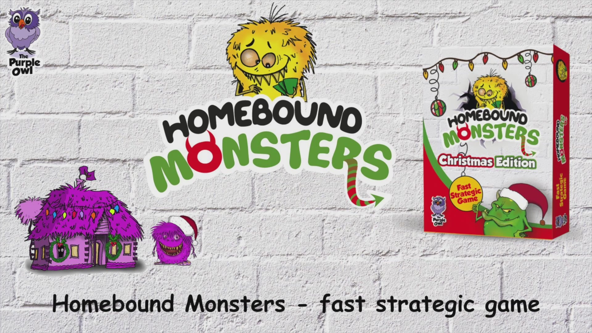 Load video: The Purple Owl Games - Homebound Monsters -  Christmas Addition
A swift two-player strategy game!
Race against your opponent to be the first to bring all your monsters back to their cozy homes.
Strategize wisely as you guide your monsters toward their homes, ensuring they do not inadvertently aid your opponent's monsters in their quest. The player who uncovers the most advantageous path will win in this nimble strategy game.

Strategic Family Card Games – Homebound Monsters – Christmas Edition. Easy and Fun