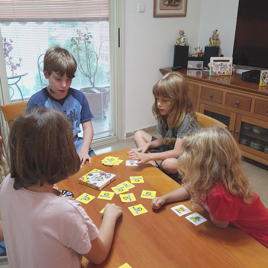 Hiding Monsters is a memory-matching card game for kids ages 8-12 and 4-8.  What's Inside? 36 big square cards featuring vivid monster artwork and a spinner wheel. Hiding Monsters game with a spinner wheel is a fun matching game for kids. It is easy to learn, with no reading required. It comes in a compact box and is a great game to play on vacations, camping, and any social gathering with kids. 