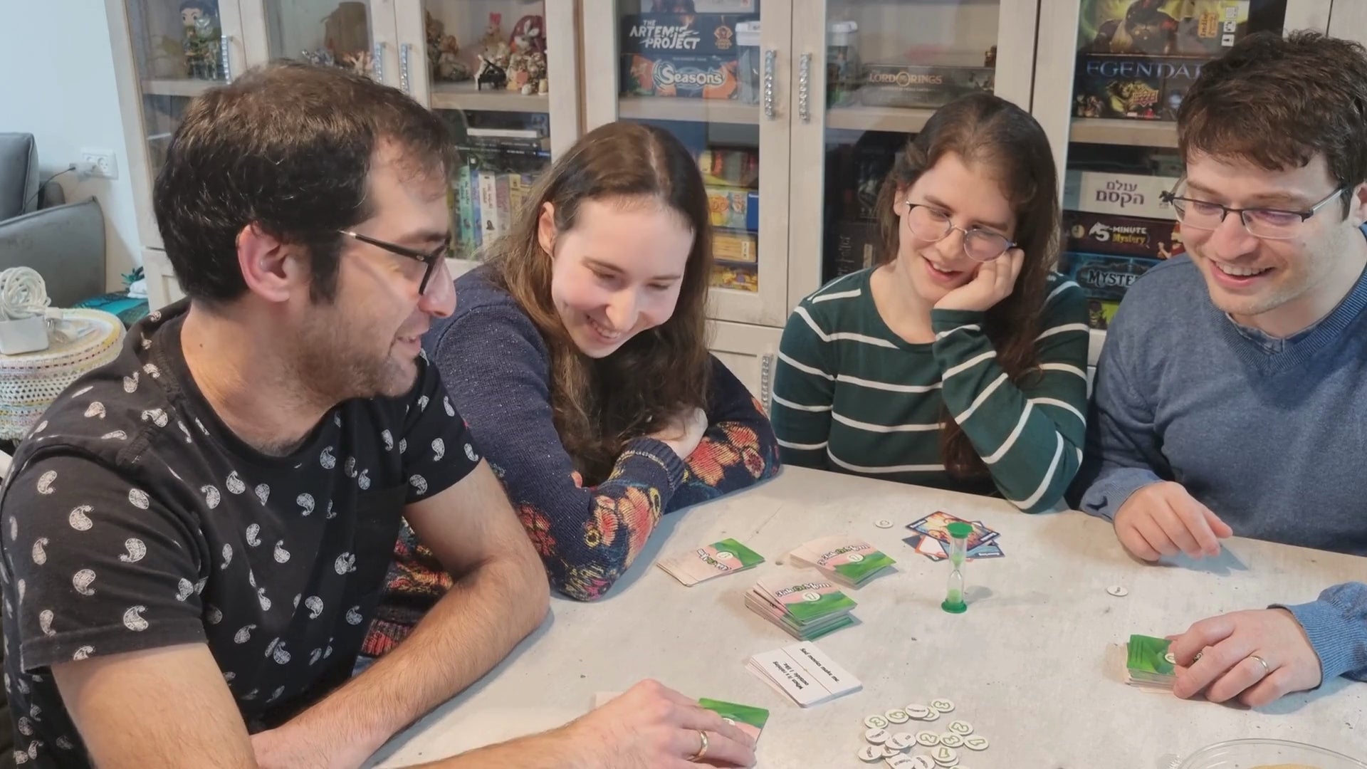 Load video: TaleOrMem is a hilarious game of storytelling and memory challenges. You win by telling unforgettable imaginary stories and remembering specific details from other players' stories. 
Create engaging stories in 60 seconds! Players use random word cards to build memorable tales. All other players try to recall the words from the cards to win points. 
Perfect for family nights, parties, or team-building fun, TaleOrMem brings laughter, surprises, and unforgettable moments. Party game for family game night.